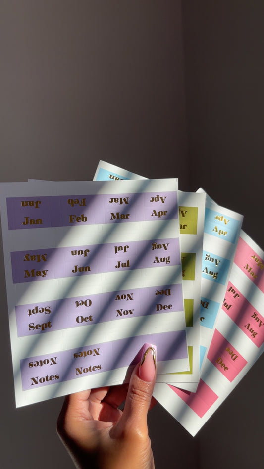 Monthly planner tabs