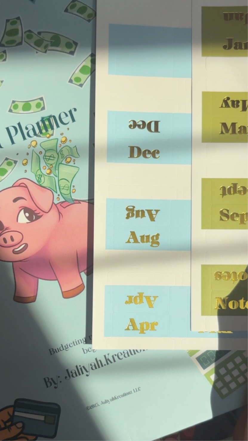 Monthly planner tabs
