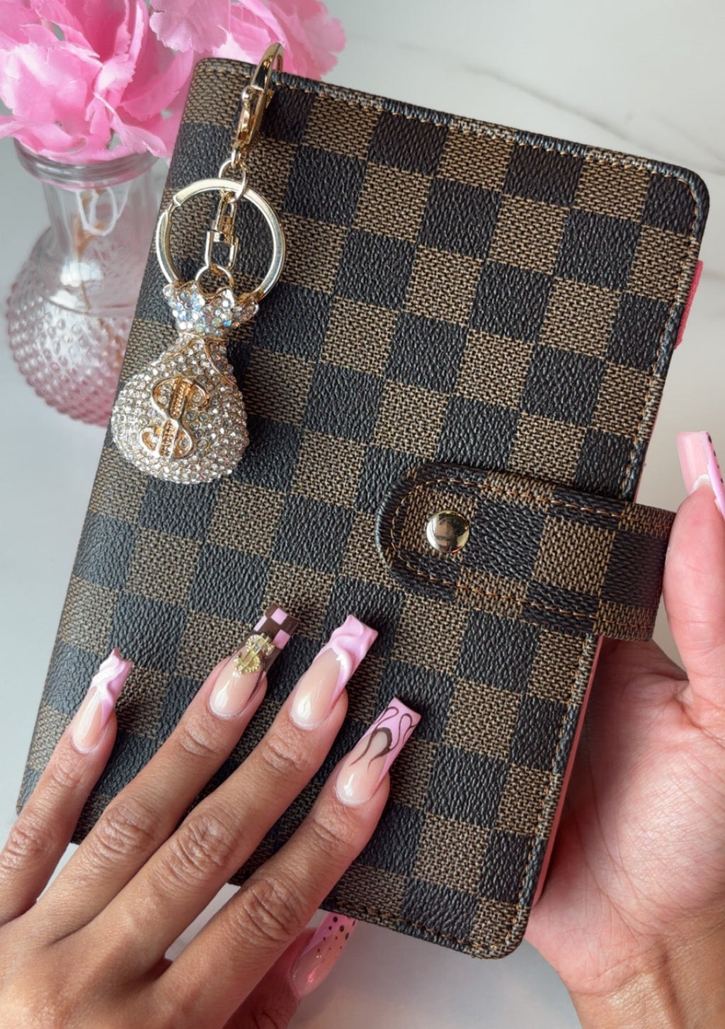 Brown Checker Print Binder + Money Bag Bundle – Free shipping