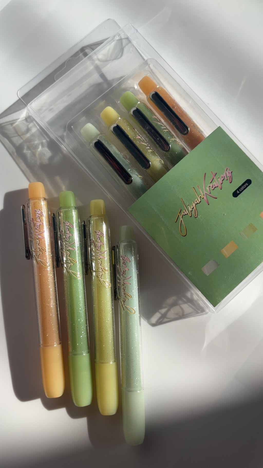 Glitter Budget Highlighters — Sage & Gold Set |