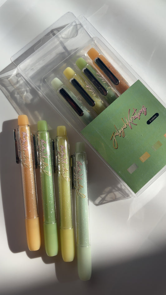 Glitter Budget Highlighters — Sage & Gold Set |