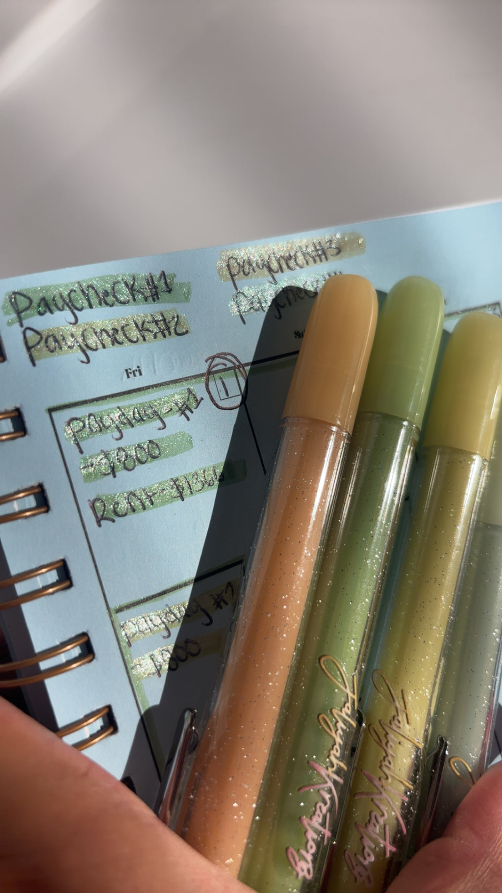 Glitter Budget Highlighters — Sage & Gold Set |
