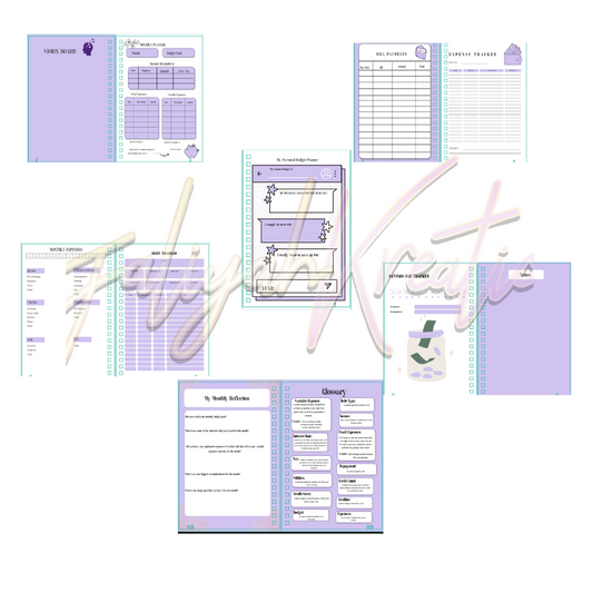 12 Month Purple Budget planner digital